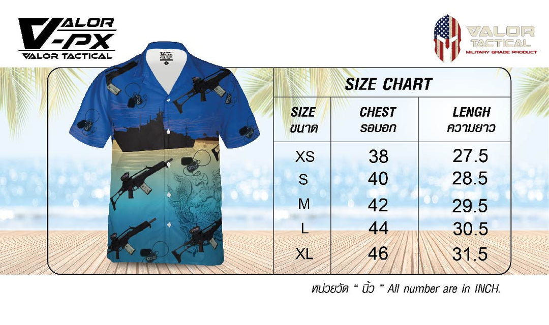 Valor PX Hawaii Shirt - มัจฉานุจู่โจม [Dark Blue]