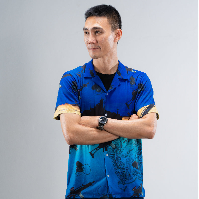 Valor PX Hawaii Shirt - มัจฉานุจู่โจม [Dark Blue]